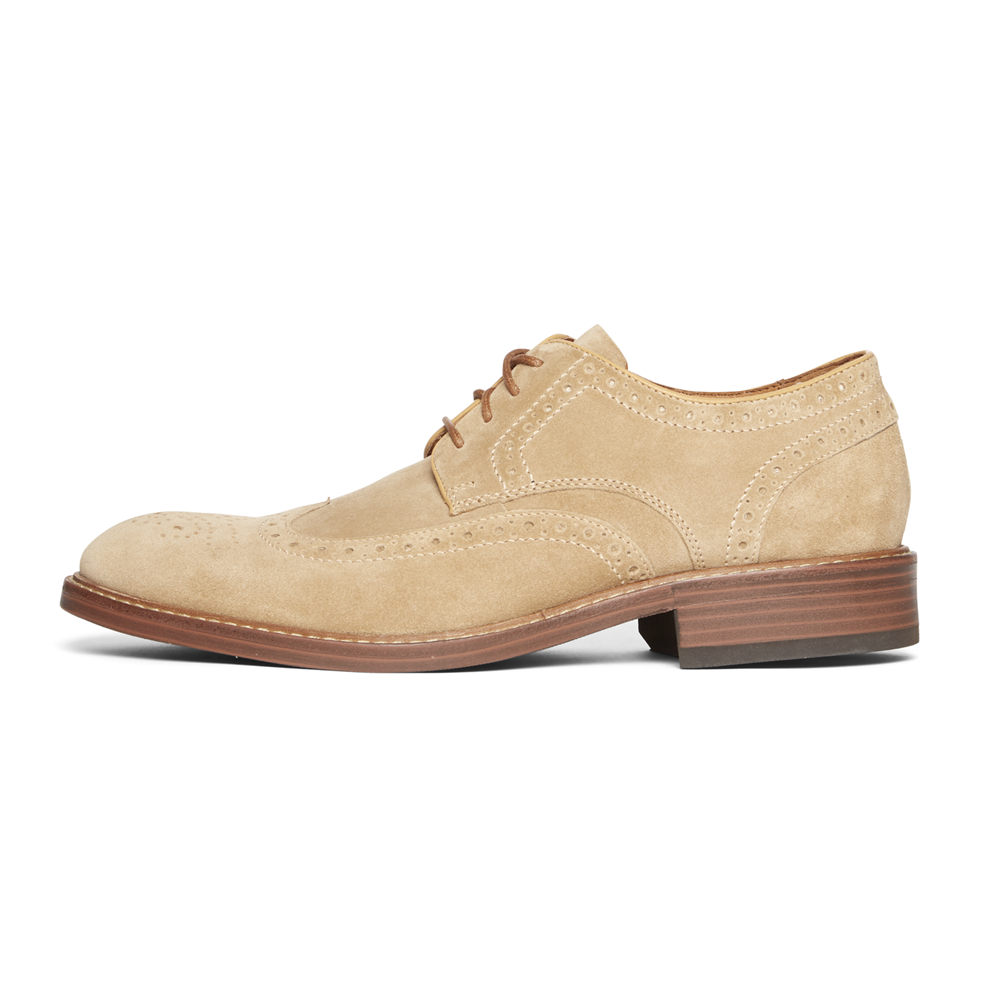 Rockport Mens Kenton Wingtip - Lace Up Khaki - NGK495326